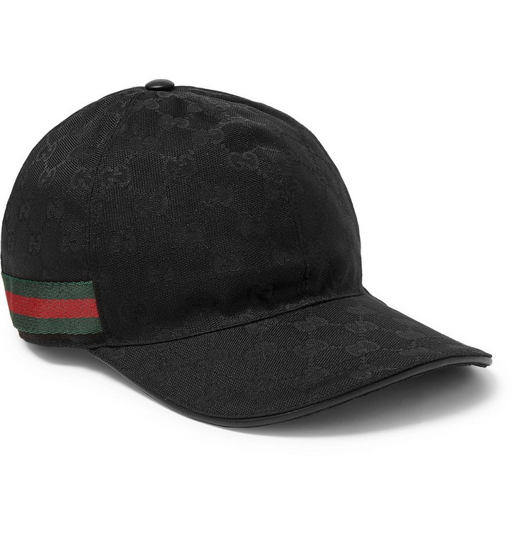 Photo: Gucci - Webbing-Trimmed Monogrammed Canvas Baseball Cap - Men - Black