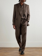 Dolce&Gabbana - Tapered Pleated Silk-Twill Drawstring Suit Trousers - Brown