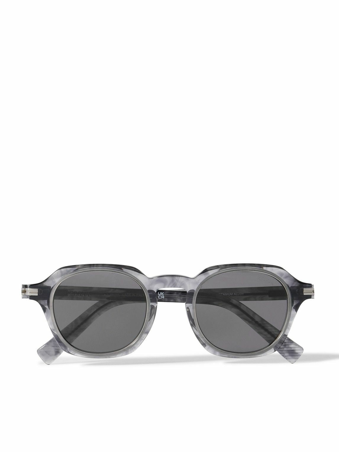 Salvatore Ferragamo Black and Marbled Gray Round Sunglasses Ferragamo Salvatore Ferragamo Grey Gradient Round Ladies  main image 3