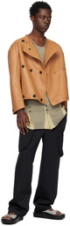 T/SEHNE Orange Button Leather Jacket