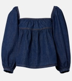 Saint Laurent Gathered denim blouse