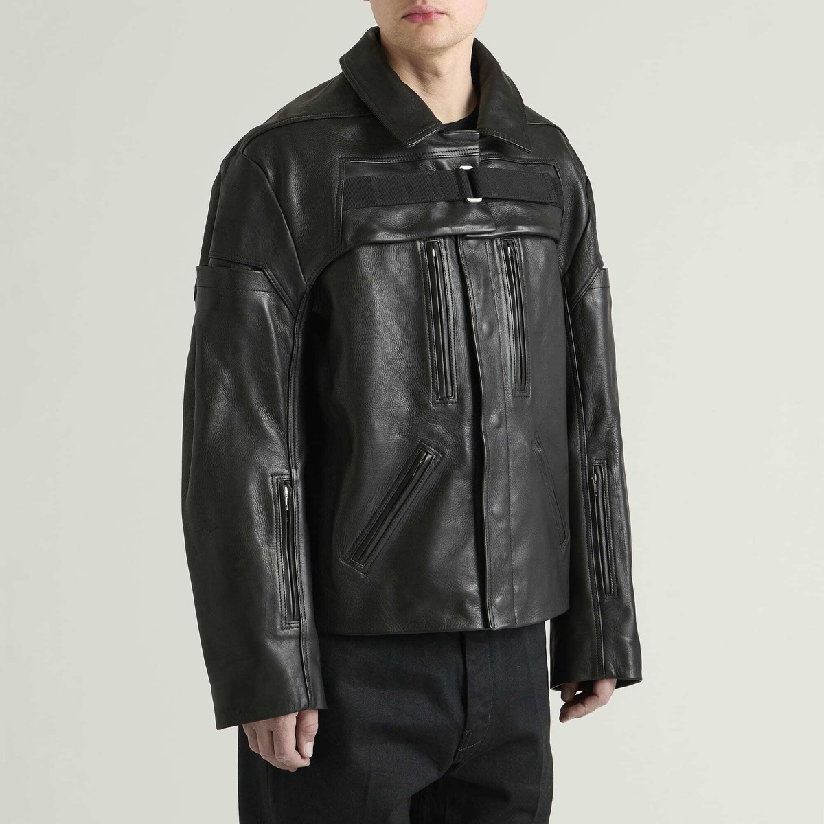 Rick Owens Men's 2 Piece Leather Bomber Jacket in Black