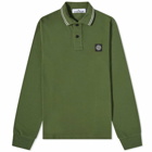 Stone Island Men's Long Sleeve Patch Polo Shirt in Olive