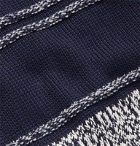 Brunello Cucinelli - Striped Mélange Cotton Zip-Up Sweater - Blue