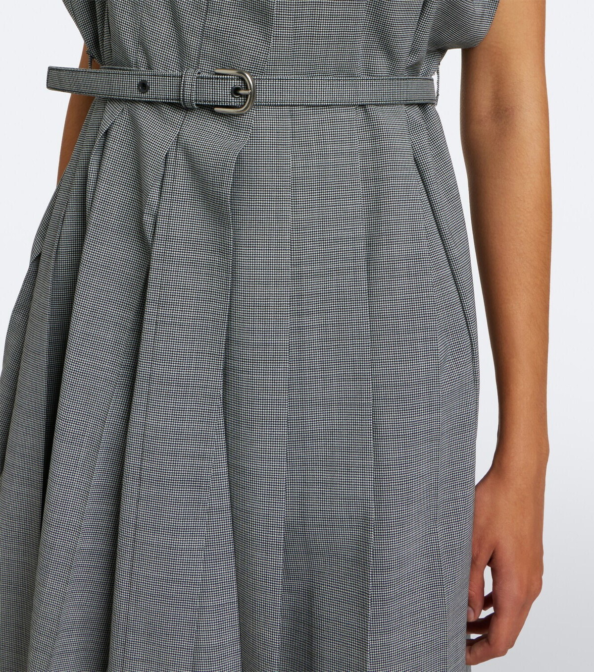 Junya Watanabe Houndstooth pleated asymmetric midi dress