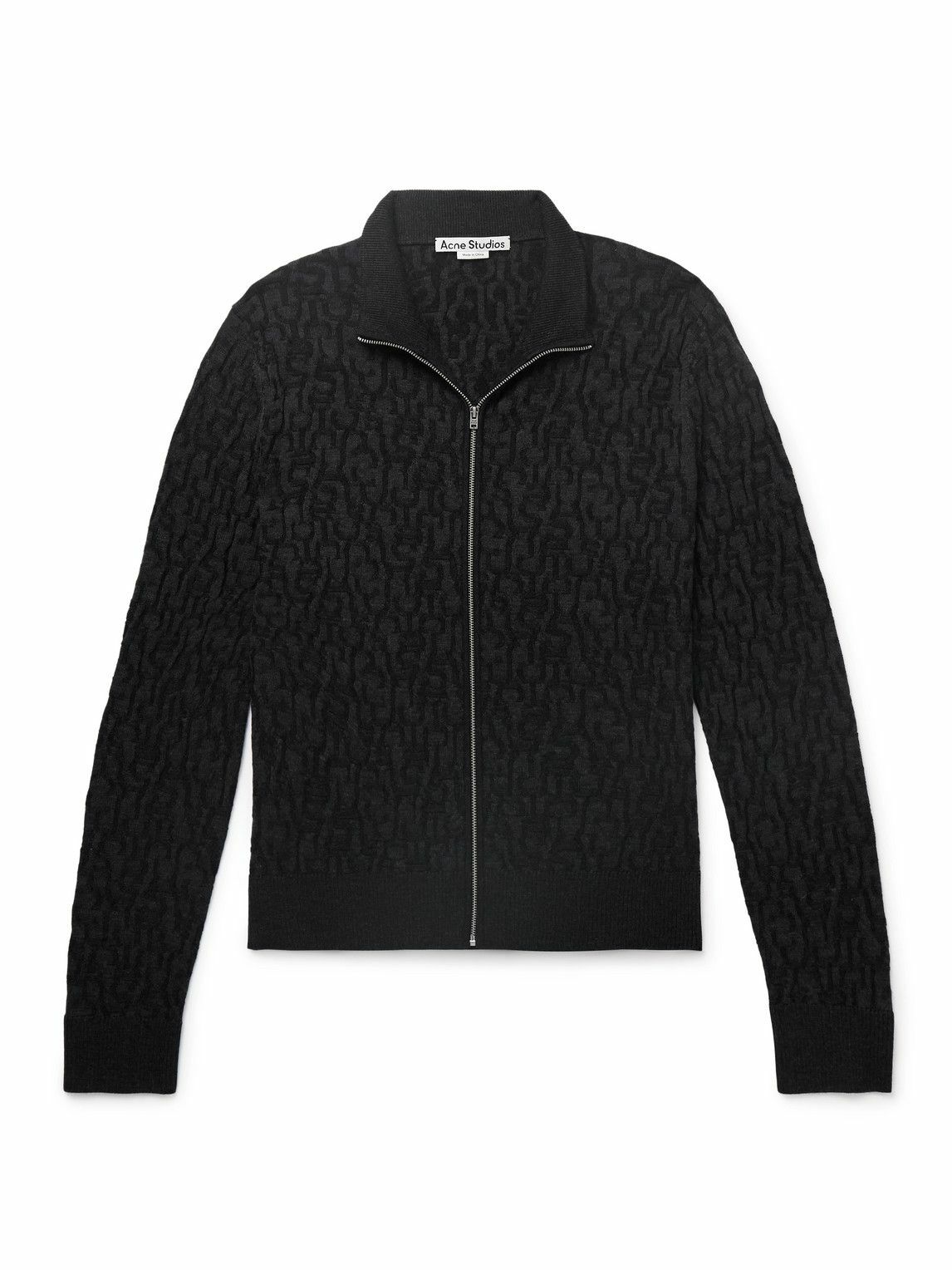 Acne Studios - Logo-Jacquard Wool Zip-Up Cardigan - Gray Acne Studios