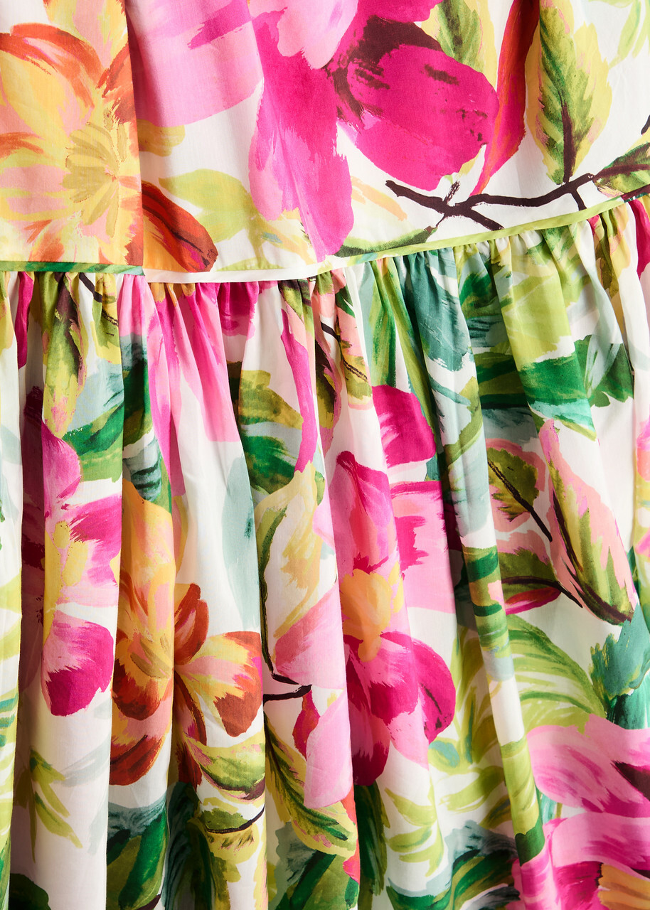 Farm Rio Painted Flowers Printed Cotton-blend Maxi Dress Multicoloured
