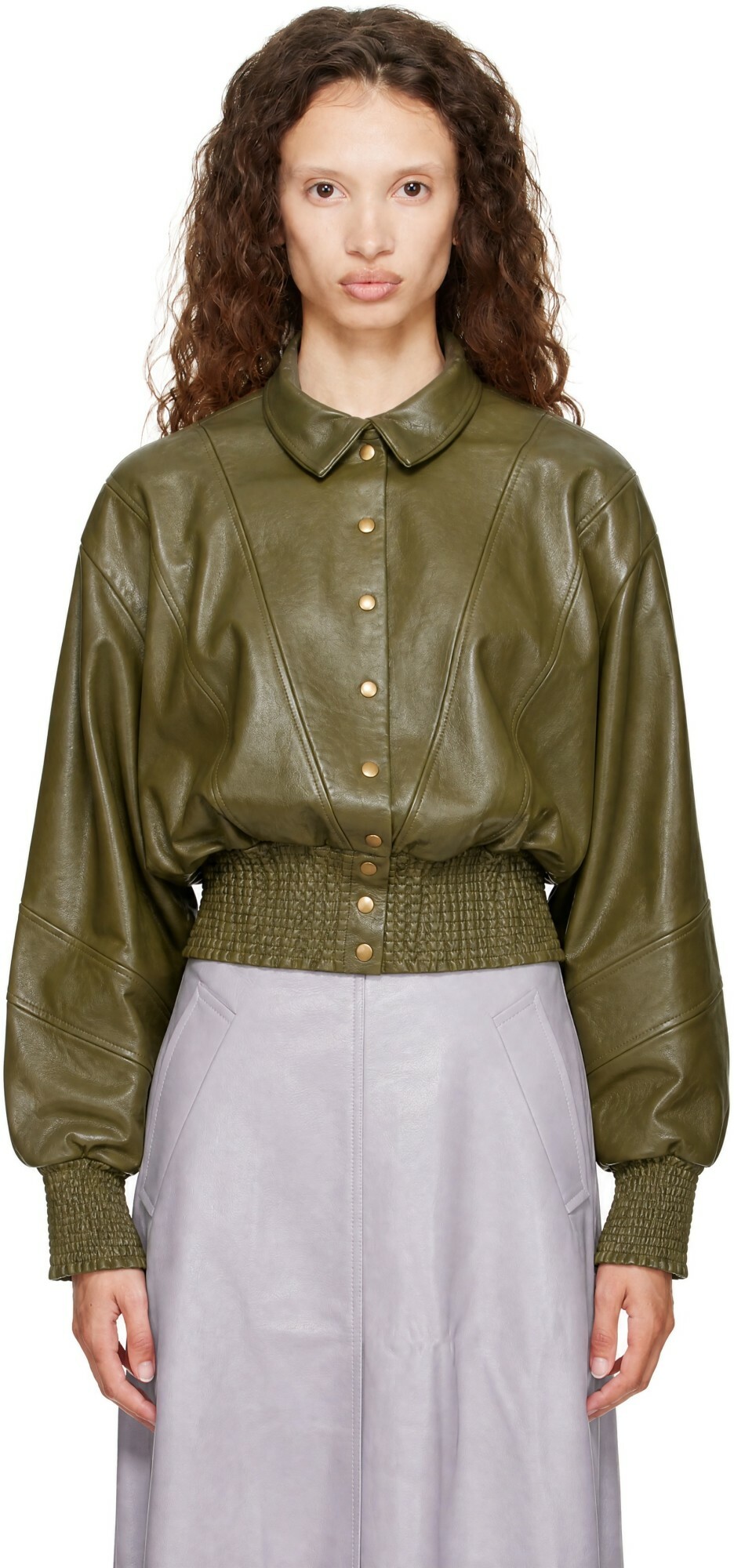 Nicklas Skovgaard Green Sandy Leather Jacket