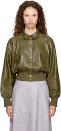 Nicklas Skovgaard Green Sandy Leather Jacket