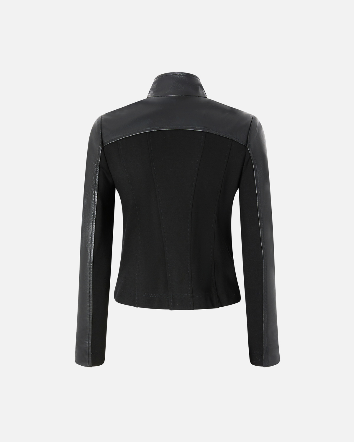 Pinko Leather Biker Jacket With Fabric Back Limo Black