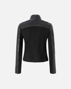 Pinko Leather Biker Jacket With Fabric Back Limo Black