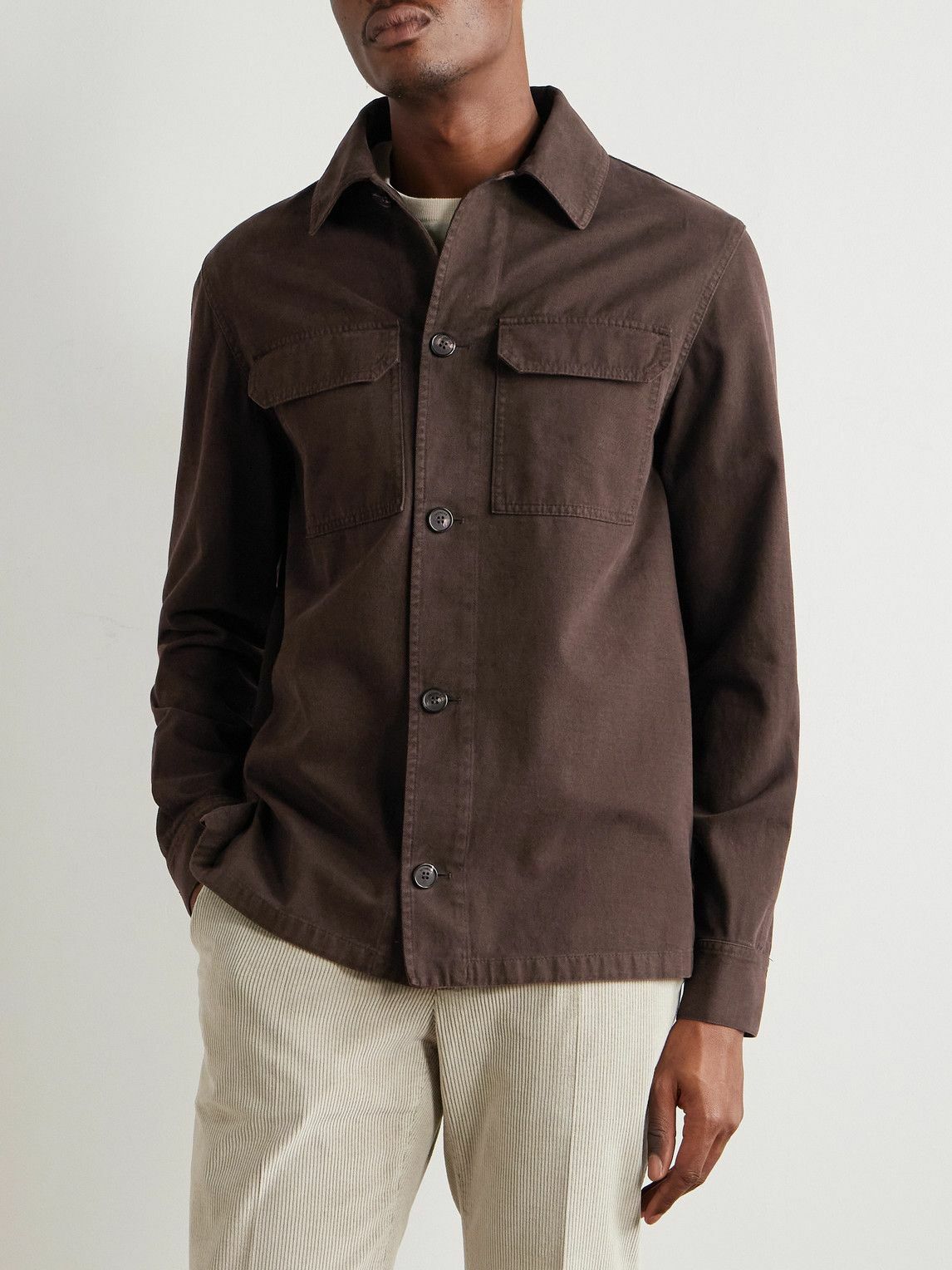Incotex - Cotton and Cashmere-Blend Overshirt - Brown
