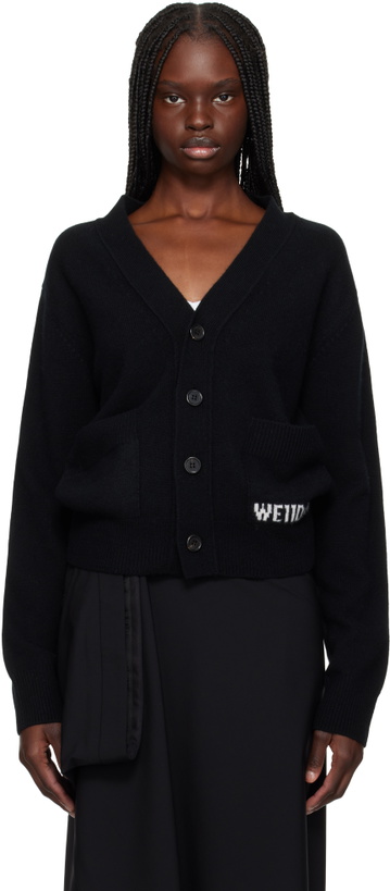 Photo: We11done Black Pocket Logo Knit Cardigan