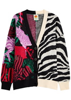Farm Rio Zebra-intarsia Knitted Cardigan Black And White