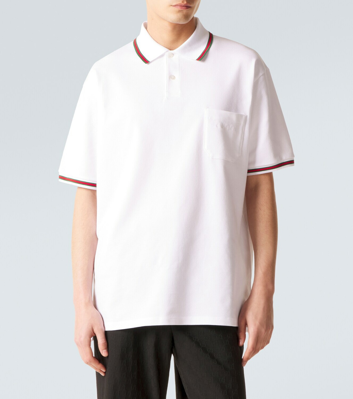 Gucci Web Stripe cotton-blend piqué polo shirt