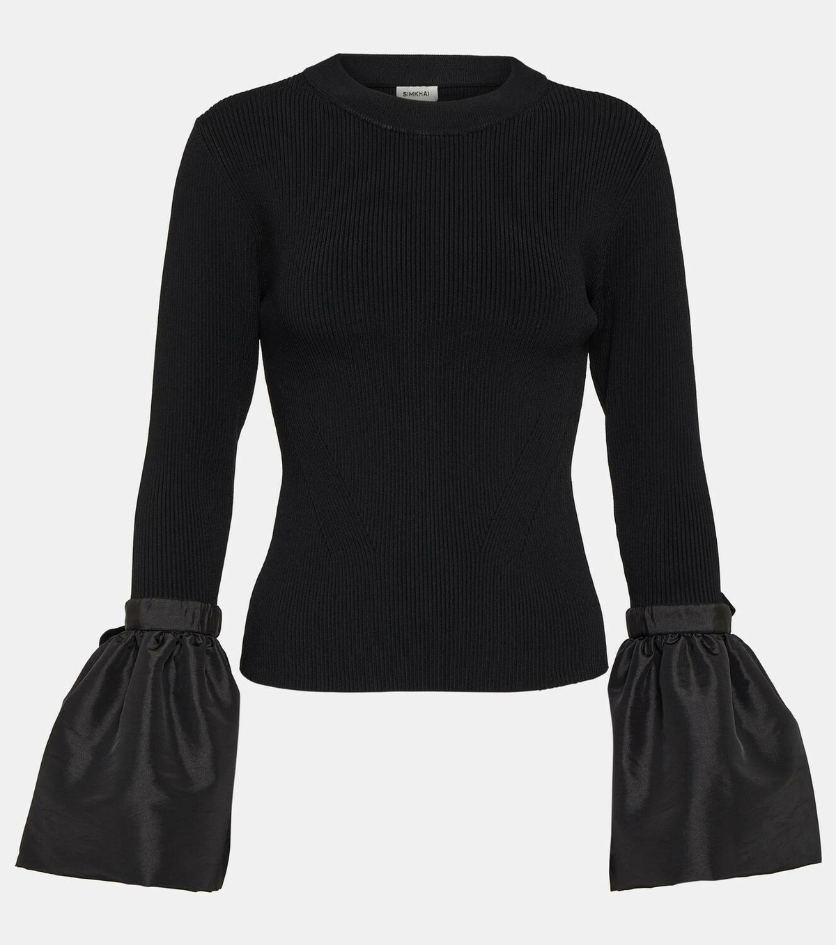 SIMKHAI Agata Rib-Knit Bell-Sleeve Sweater main image 1