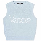 Versace Women's Logo Sleeveless Top in Pastel Blue