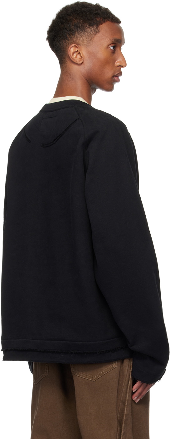 NULLUS SSENSE Exclusive Black Diagonal Slit Sweatshirt