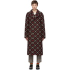 Gucci Black and Red GG Diamond Coat