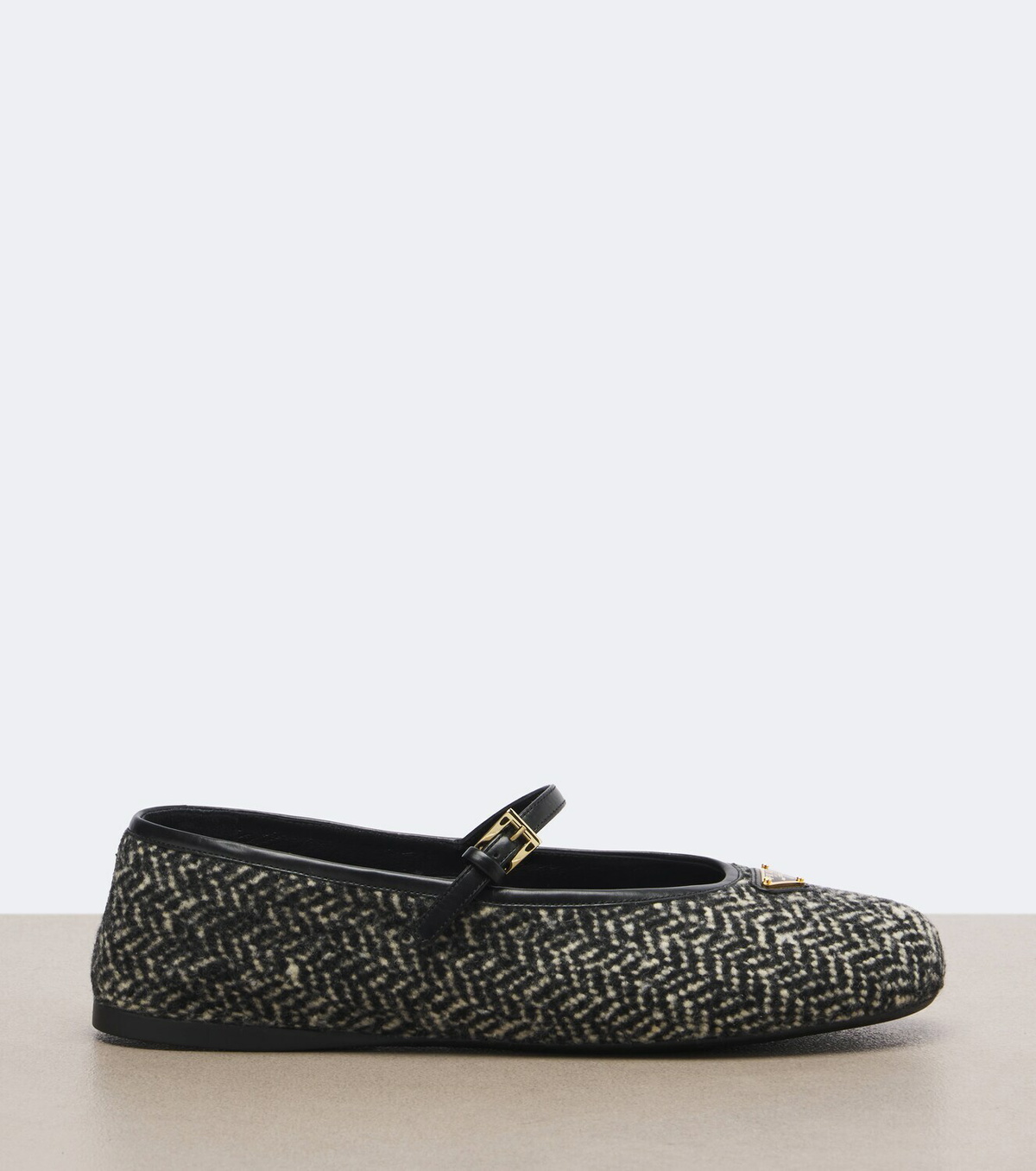 Prada Chevron tweed Mary Jane ballet flats