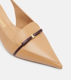 Ferragamo Bow-detail leather slingback pumps