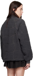 Dime Gray Coverstitch Sherpa Fleece Jacket