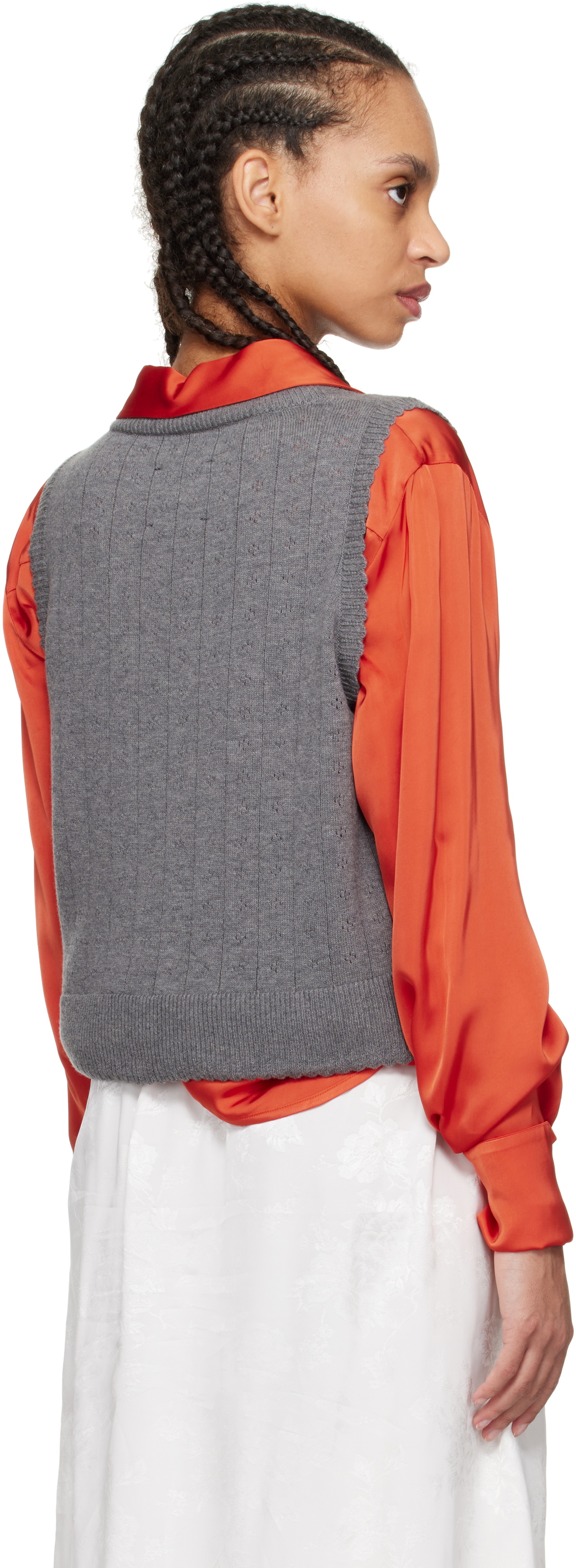 Cordera Gray Merino Pointelle Vest