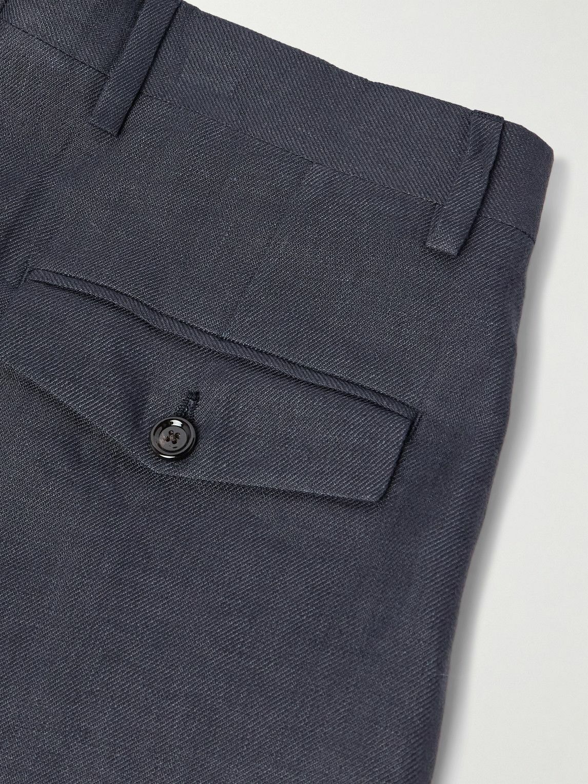 Lardini - Aramis Straight-Leg Pleated Linen-Twill Bermuda Shorts - Blue