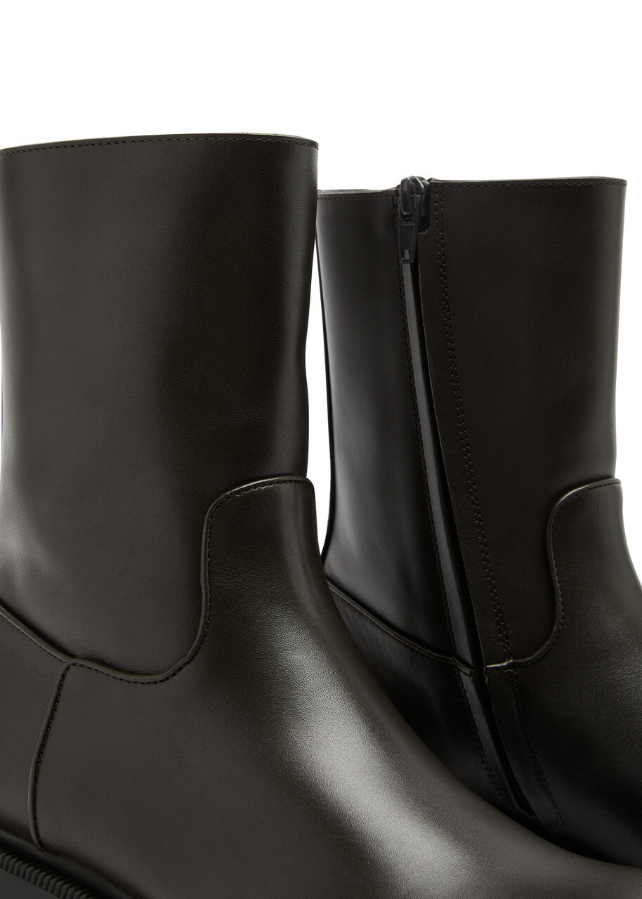 The Row Nobilis Chunky Leather Ankle Boots Brown