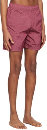 Stone Island Burgundy Garment-Dyed Swim Shorts