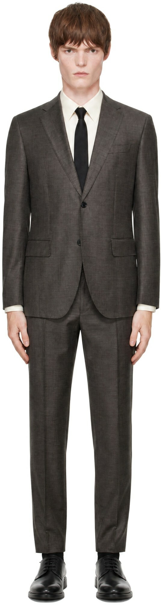 BOSS Gray Single-Breasted Suit