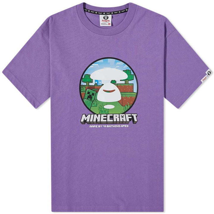 Photo: Men's AAPE x Minecraft Ape Head T-Shirt in Purple