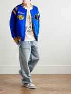 Gallery Dept. - Logo-Embroidered Appliquéd Leather-Trimmed Wool-Blend Felt Varsity Jacket - Blue