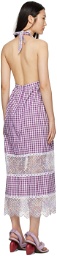Anna Sui Purple & White Gingham Maxi Dress