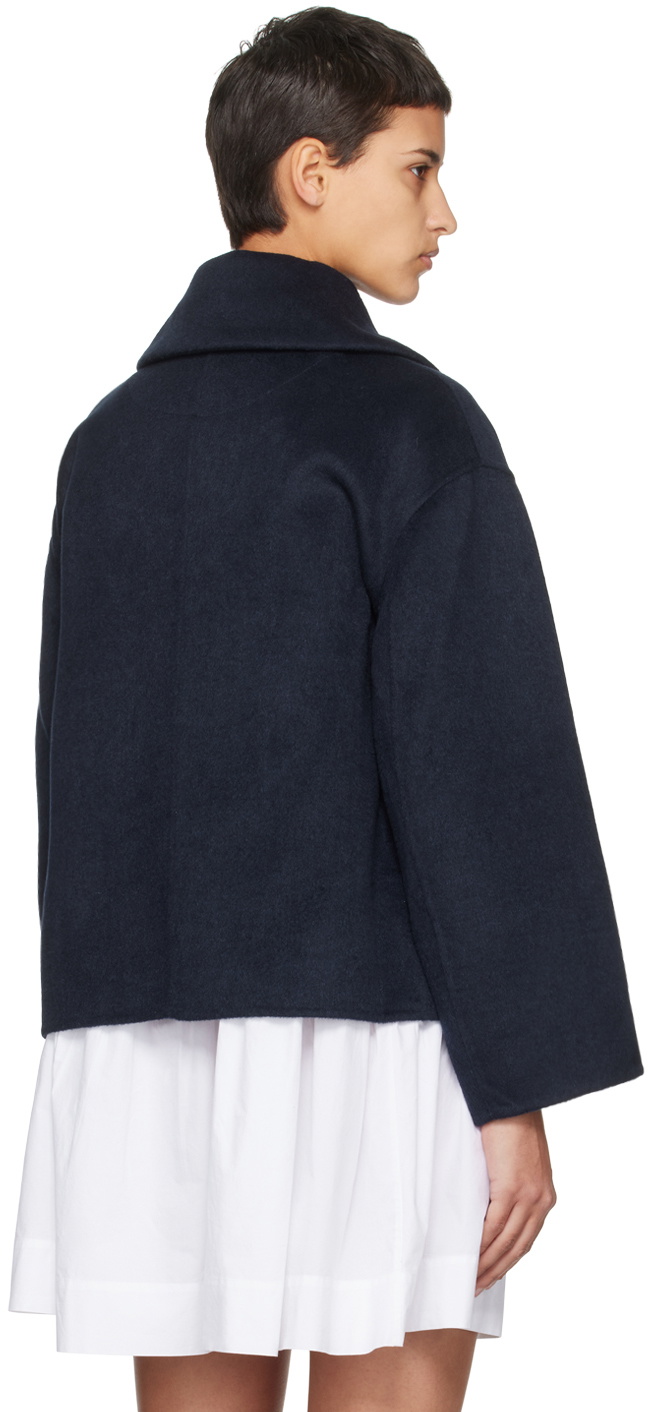 GANNI Navy Wide Collar Jacket