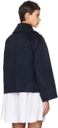 GANNI Navy Wide Collar Jacket
