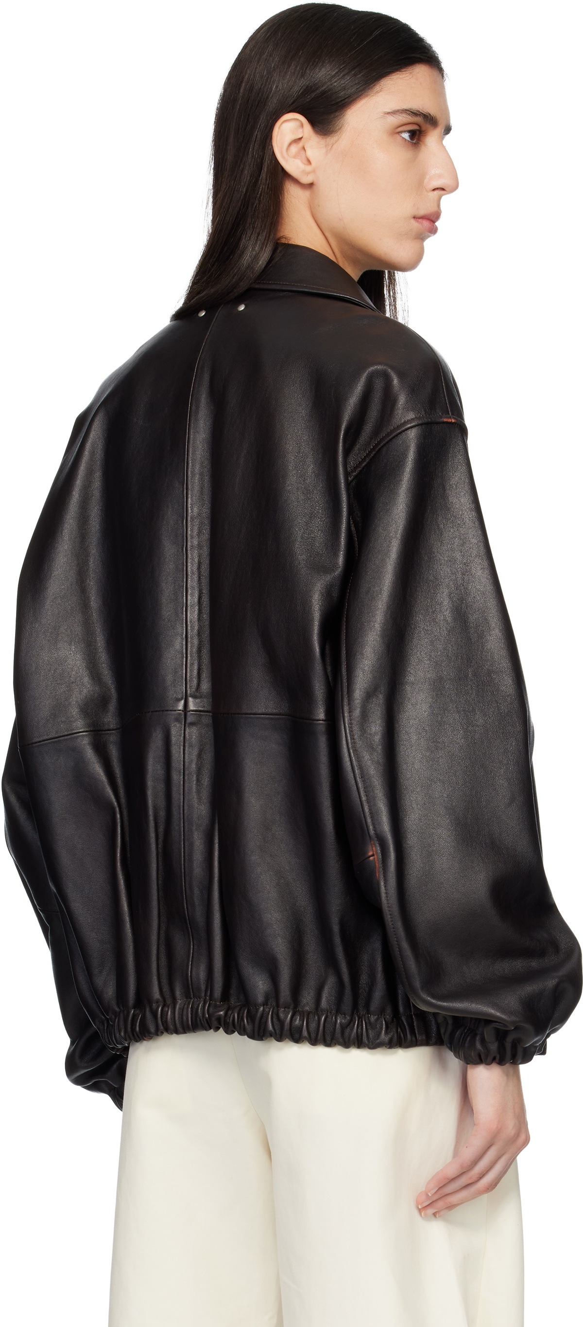 ssstein Black Sheep Leather Zip Short Jacket