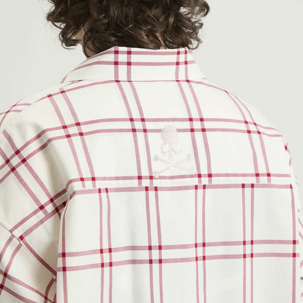 MASTERMIND WORLD Men's Plaid Short Sleeve Shirt in White Red