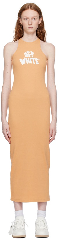 Photo: Off-White Orange Printed Midi Dress