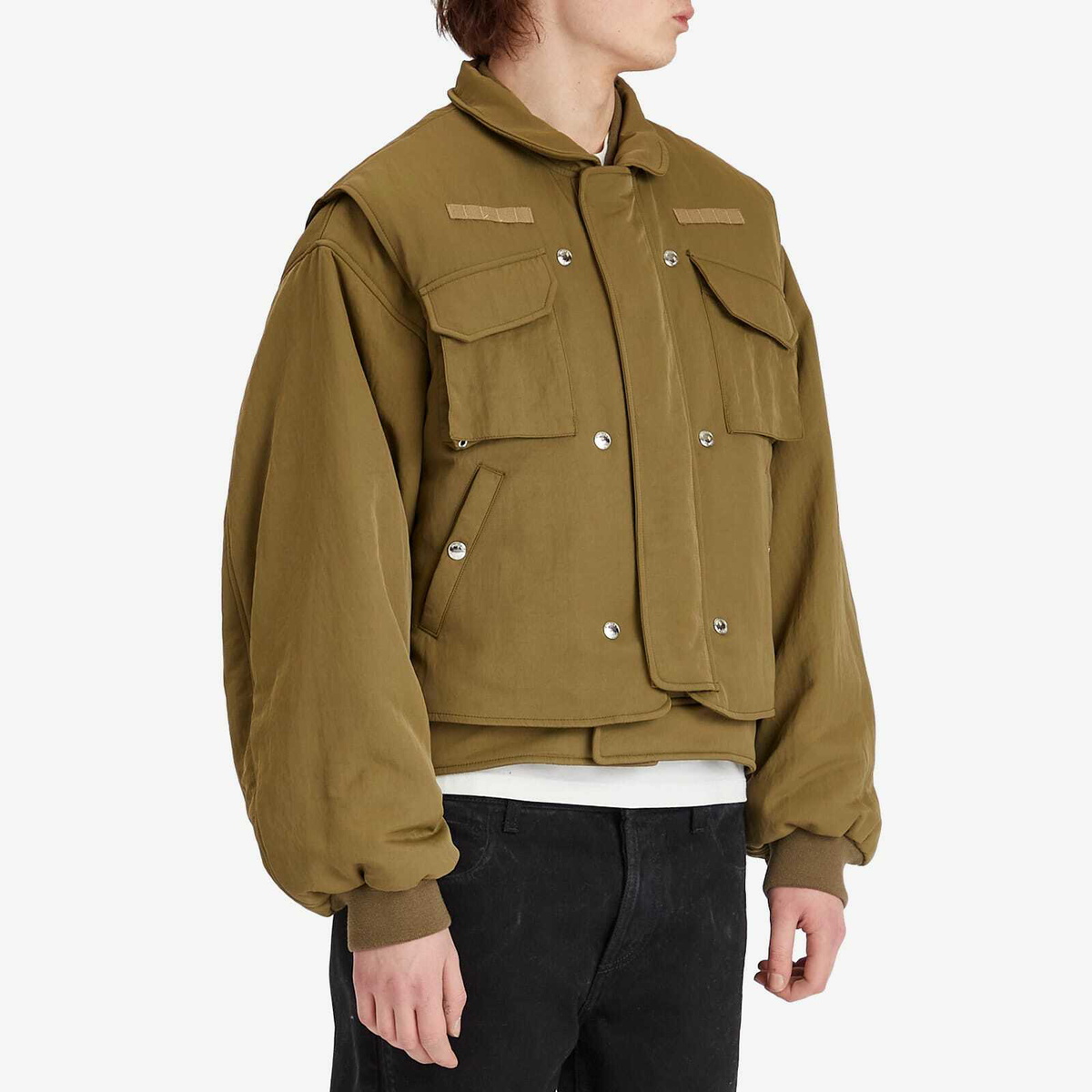Alexander McQueen Men's Double Layer Bomber Jacket & Gilet in Olive