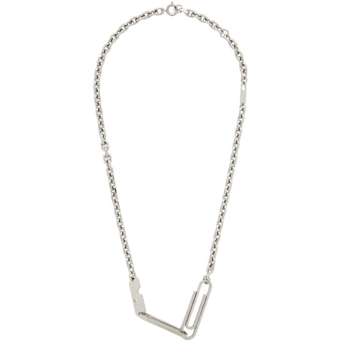 PAPERCLIP PAVE' NECKLACE SILVER LIGHT BL in silver