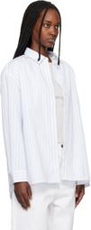 Maison Kitsuné White & Blue Striped Boyfriend Shirt