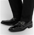 Versace - Buckled Glossed-Leather Loafers - Black