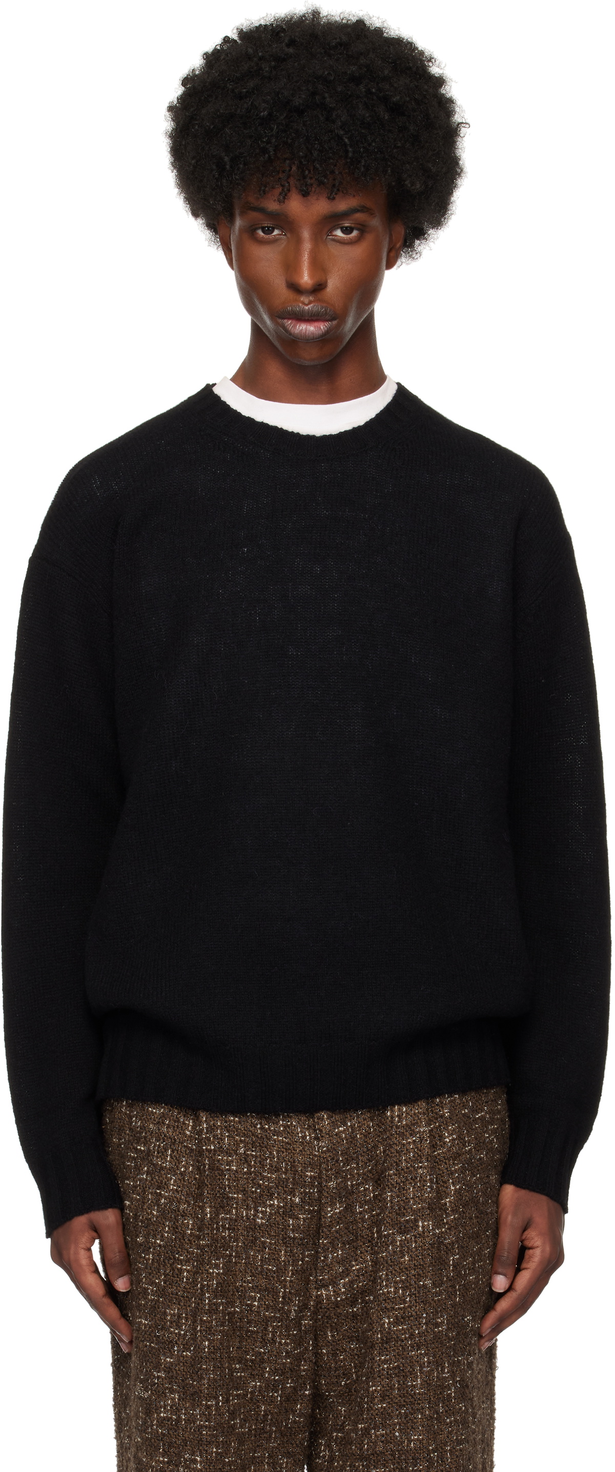 AURALEE Black Shetland Wool Cashmere Knit Sweater Auralee