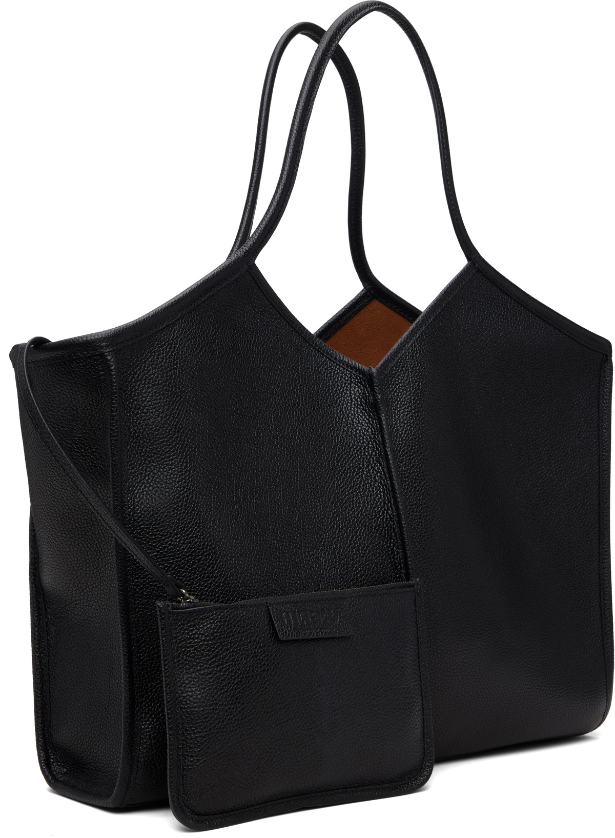 HEREU Black Calella Squared Medium Grainy Tote