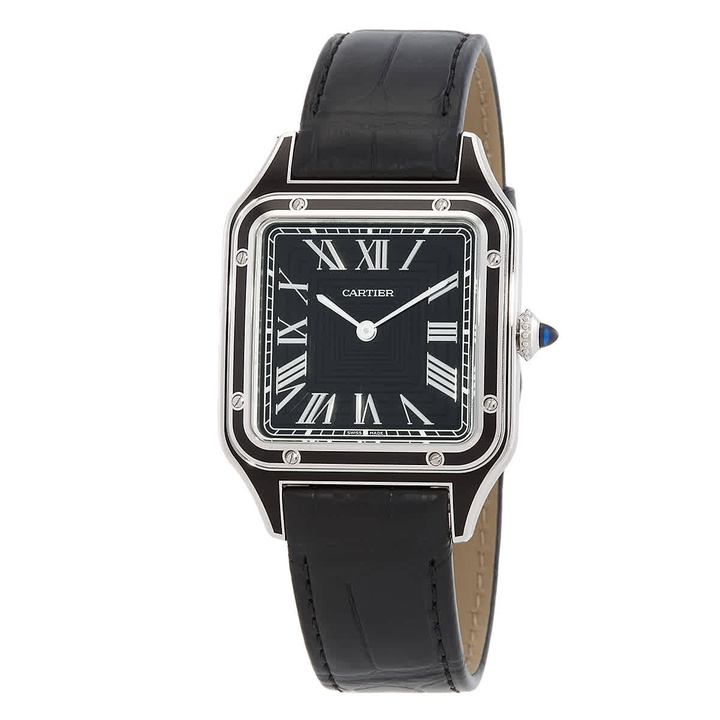 Photo: Cartier Santos-Dumont Lacquer Large Model Hand Wind Black Dial Mens Watch WSSA0046