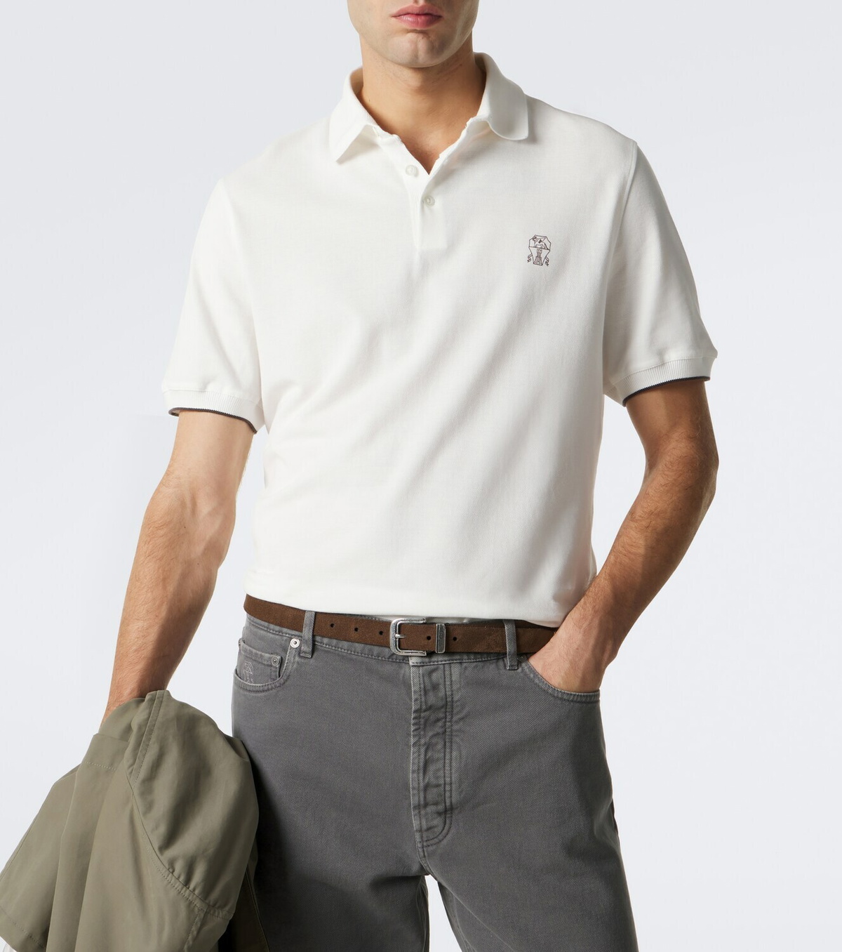 Brunello Cucinelli Logo cotton piqué polo shirt