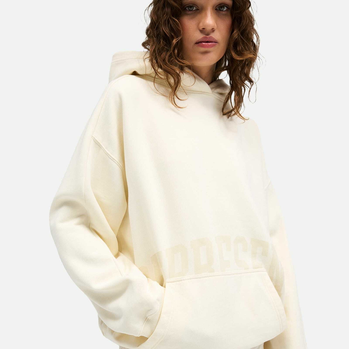 Represent Women's Graphic Logo Hoodie in Cream