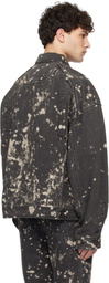Juun.J Black Paint Dyed Harrington Denim Jacket