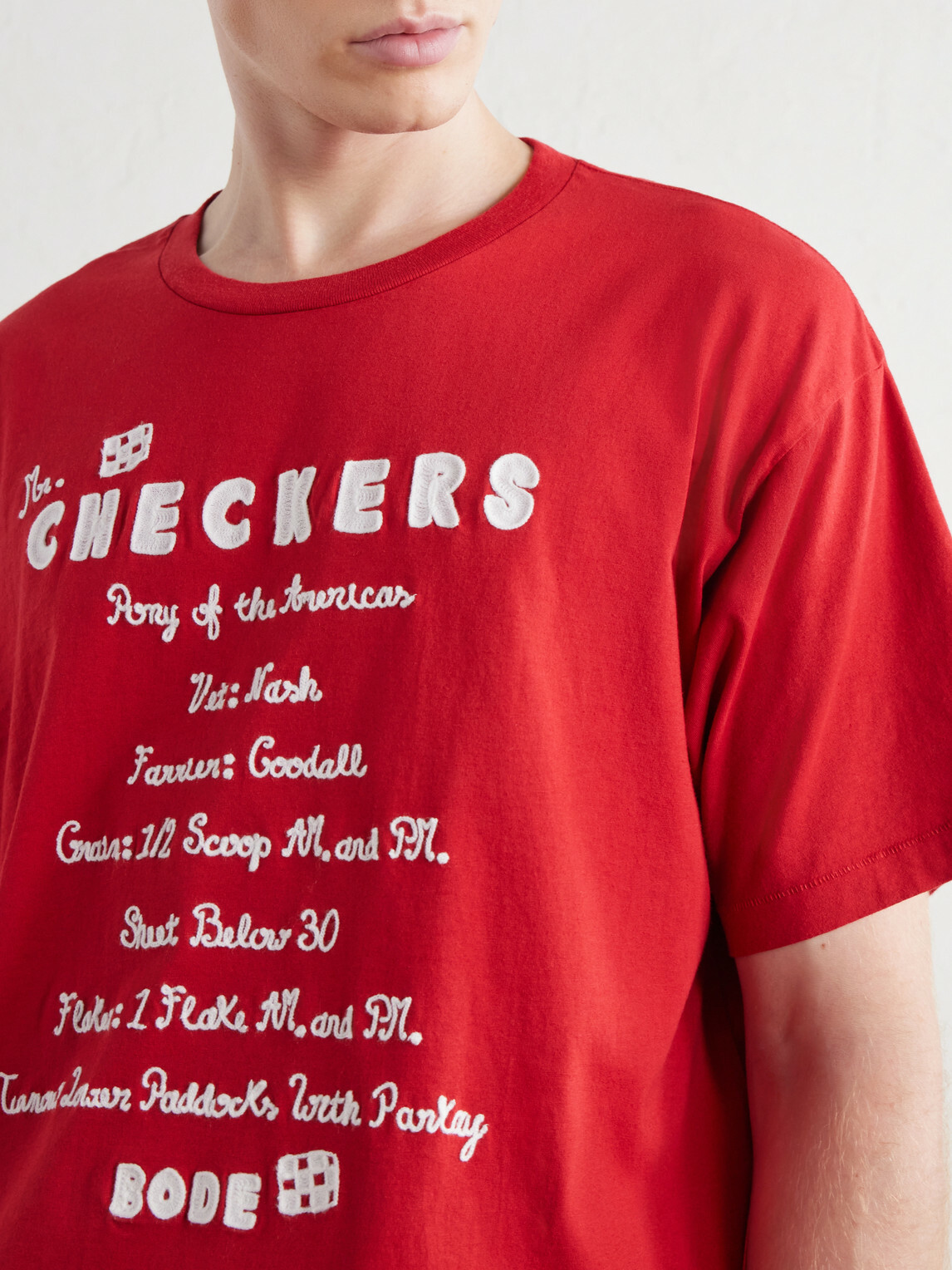 BODE - Embroidered Cotton-Jersey T-Shirt - Red